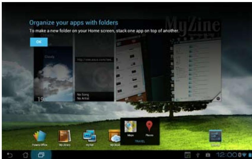 ASUS TF700T-1I0 - To create an App folder: - 1