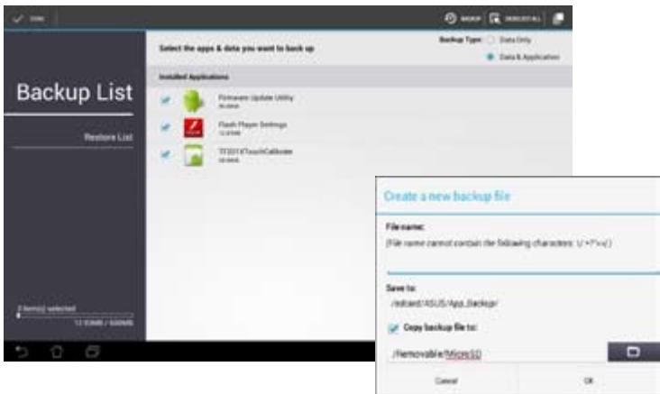 ASUS TF700T-1I0 - To use App Backup: - 1