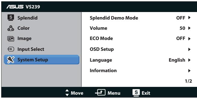 ASUS VS239HV - System Setup - 1