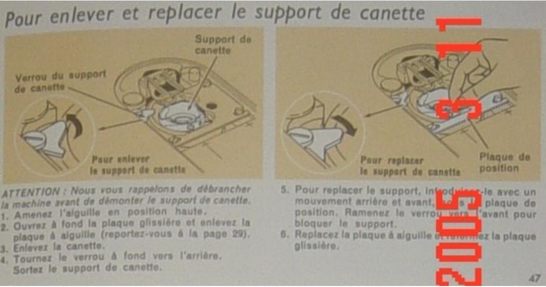 SINGER 354 - Pour enlever et replacer la plaque de face - 2