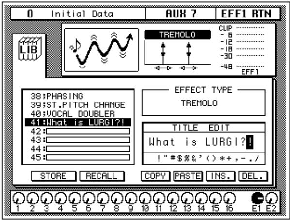 YAMAHA 02R1 - Select the individual character positions with the CURSOR buttons. Use the encoder wheel to select the characters. - 1
