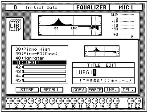 YAMAHA 02R1 - Select the individual character positions with the CURSOR buttons and rotate the encoder wheel to select the characters. - 1