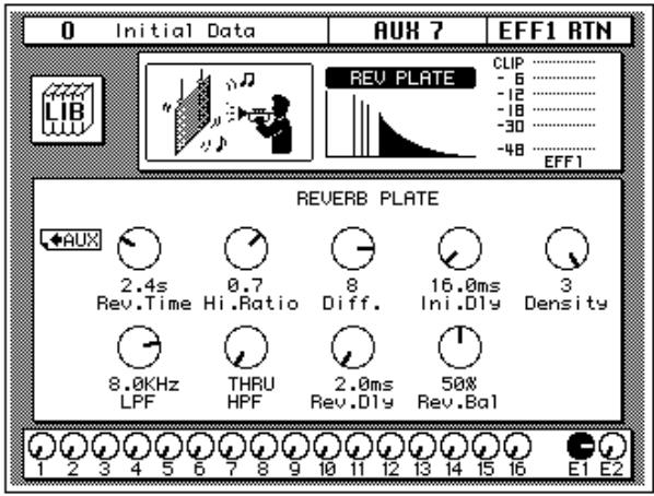 YAMAHA 02R1 - Press the (AUX 7) button until the Effect Edit screen appears: - 1