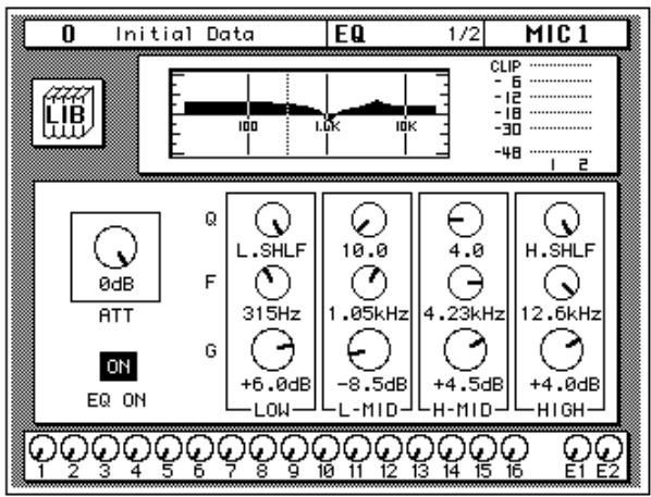 YAMAHA 02RV2 - Use the (EQ) button to locate the EQ 1/2 page. - 1