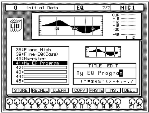 YAMAHA 02RV2 - Select the individual character positions with the CURSOR buttons and rotate the encoder wheel to select the characters. - 1