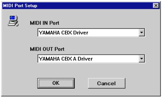 YAMAHA CARDFILER - Select "MIDI Port Setup" from the "Setup" menu. - 1