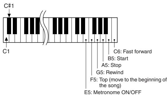 YAMAHA DGX-205 - Remote control keys. - 2