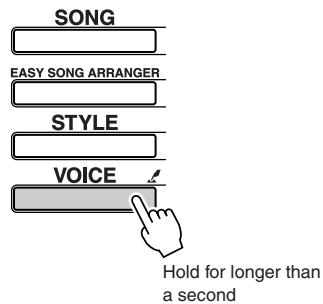 YAMAHA DGX-205 - Press and hold the [VOICE] button for longer than a second. - 1