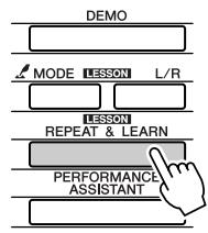 YAMAHA DGX-205 - Press the [LESSON REPEAT &amp; LEARN] button during a lesson. - 1