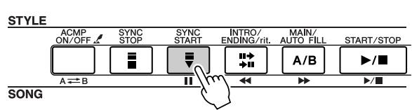 YAMAHA DGX-205 - Press the [SYNC START] button. - 1