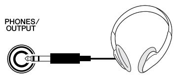YAMAHA DGX-205 - Connecting headphones (PHONES/OUTPUT jack) - 1