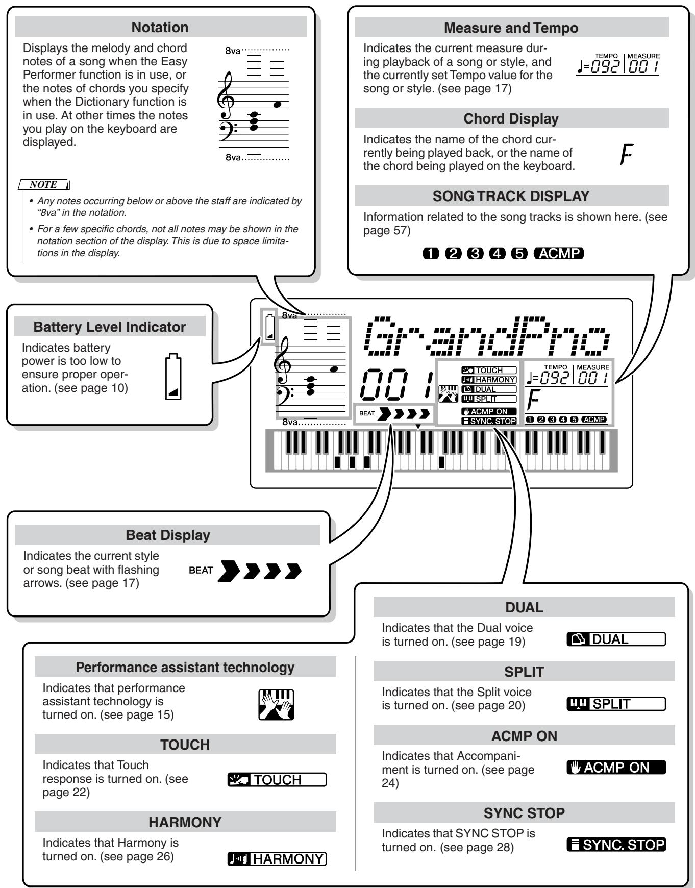 YAMAHA DGX-205 - Display Items - 1