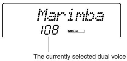 YAMAHA DGX-205 - Press and hold the [DUAL] button for longer than a second. - 2