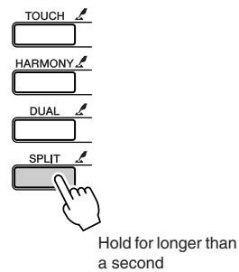YAMAHA DGX-205 - Press and hold the [SPLIT] button for longer than a second. - 1