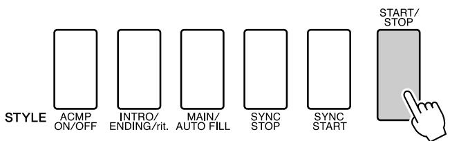 YAMAHA DGX-220 - Press the [START/STOP] button. The style rhythm will start playing. - 1