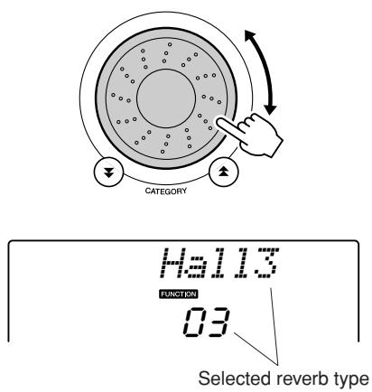YAMAHA DGX-220 - Use the dial to select a reverb type. - 1
