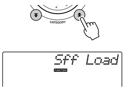 YAMAHA DGX-220 - Press the CATEGORY [▲] and [▼] buttons as many times as necessary to select the style file load function "Sff Load". - 1