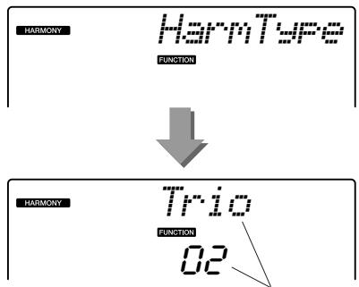 YAMAHA DGX-220 - Press and hold the [HARMONY ON/ OFF] button for longer than a second so that the Harmony Type item appears. - 2