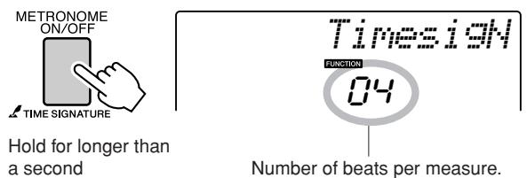 YAMAHA DGX-220 - Setting the Number of Beats per Measure, and the Length of Each Beat - 1