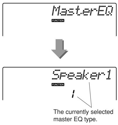 YAMAHA DGX-220 - Press the CATEGORY [A] and [Y] buttons as many times as necessary to select the master EQ type function "MasterEQ". - 2