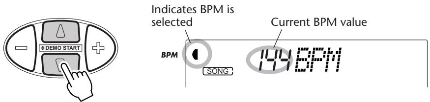 YAMAHA DJX - Select the BPM function in the Overall menu. - 1