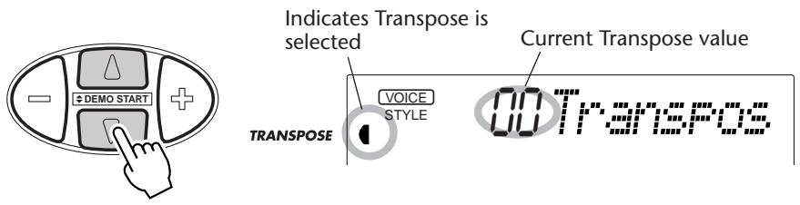 YAMAHA DJX - Select the Transpose function in the Overall menu. - 1