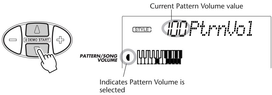 YAMAHA DJX - Select the Pattern Volume function in the Overall menu. - 1