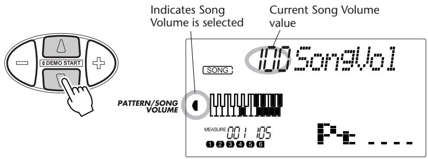 YAMAHA DJX - Select the Song Volume function in the Overall menu. - 1