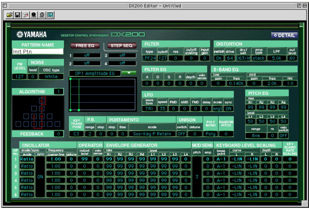 YAMAHA DX200EDITOR - Edit the pattern parameters as desired. - 1