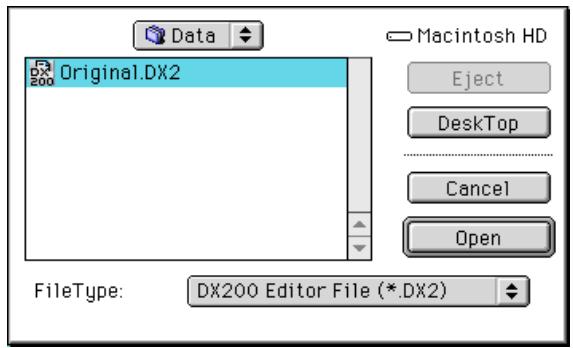 YAMAHA DX200EDITOR - Select "Open DX200 File." - 1