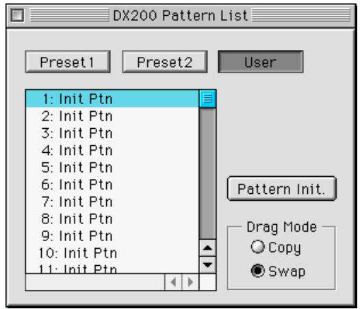 YAMAHA DX200EDITOR - Select "DX200 Pattern List." - 1