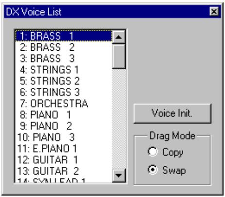 YAMAHA DXSIMULATOR - Select "DX Voice List." - 1