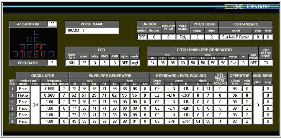 YAMAHA DXSIMULATOR - Edit List Window - 1