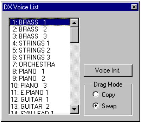 YAMAHA DXSIMULATOR - Select "DX Voice List." - 1