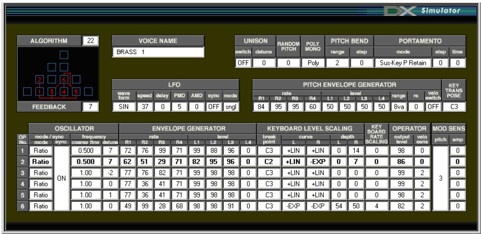 YAMAHA DXSIMULATOR - Edit List Window - 1