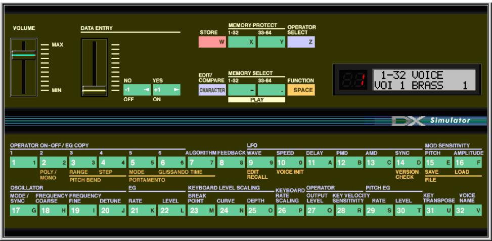 YAMAHA DXSIMULATOR - Edit the voice parameters as desired from one of the editing windows: Edit Panel or Edit List. - 1