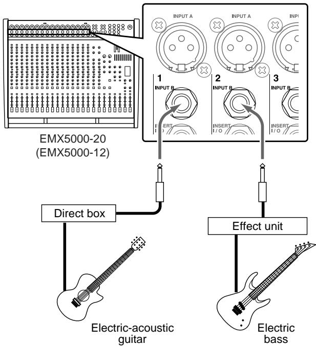 YAMAHA EMX5000 - Connecting an electric acoustic guitar or electric bass - 1