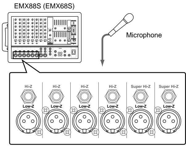 YAMAHA EMX88S - Connecting a microphone - 1