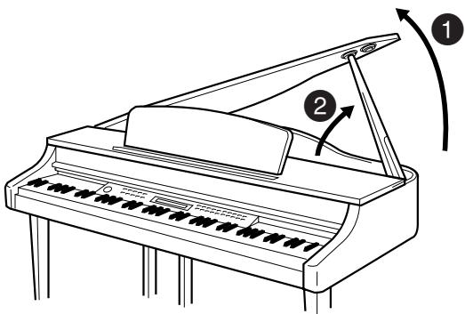 YAMAHA CLP-295GP - To open the lid: - 1