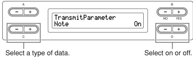 YAMAHA CLP-295GP - Selecting a type of data transmitted via MIDI [TransmitParameter] - 1