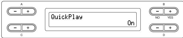 YAMAHA CLP-295GP - Specifying whether playback starts immediately along with the first voicing [QuickPlay] - 1