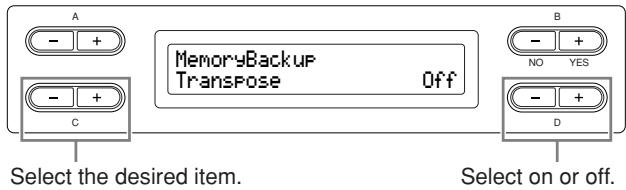 YAMAHA CLP-295GP - Selecting items saved at shutdown [MemoryBackup] - 1