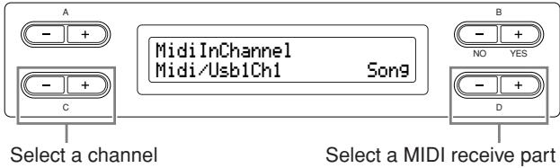 YAMAHA CLP-295GP - Setting the MIDI receive channel [MidiInChannel] - 1