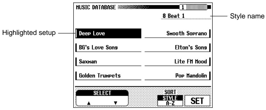 YAMAHA CVP-109-107-105-700 - Display the Music Database. - 2