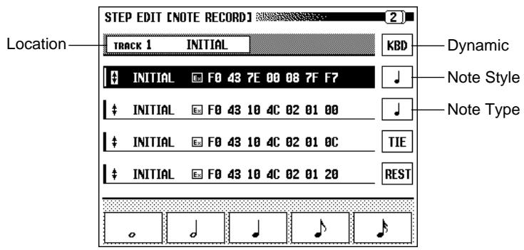YAMAHA CVP-109-107-105-700 - Open the STEP EDIT [NOTE RECORD] page. - 1