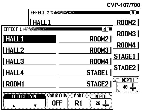 YAMAHA CVP-109-107-105-700 - Displaying the Effect Settings - 2