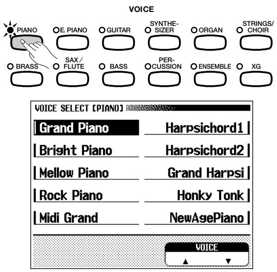 YAMAHA CVP-109-107-105-700 - Select the voice group. - 1