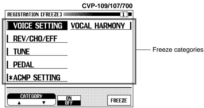 YAMAHA CVP-109-107-105-700 - Open the REGISTRATION [FREEZE] display. - 2