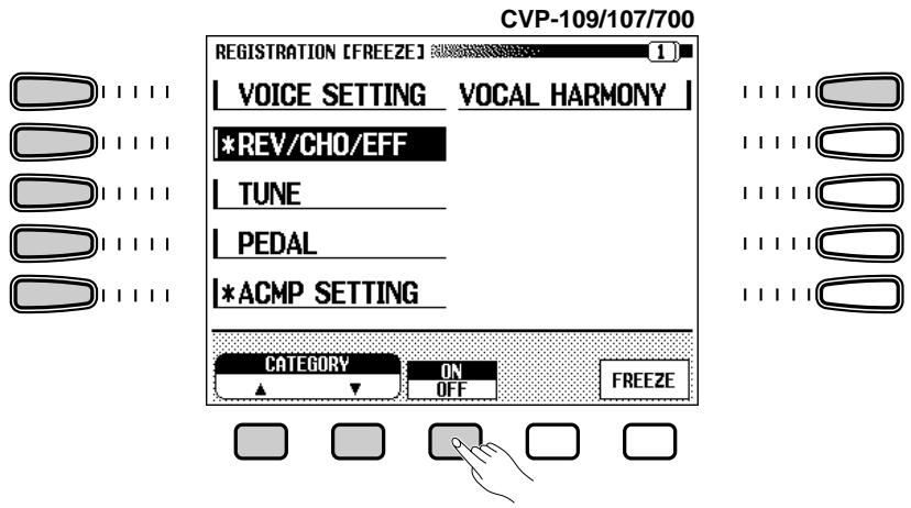 YAMAHA CVP-109-107-105-700 - Indicate the categories to be frozen. - 1