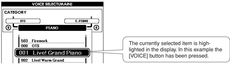 YAMAHA DGX-630 YPG-635 - Use the dial to select an item or value - 1